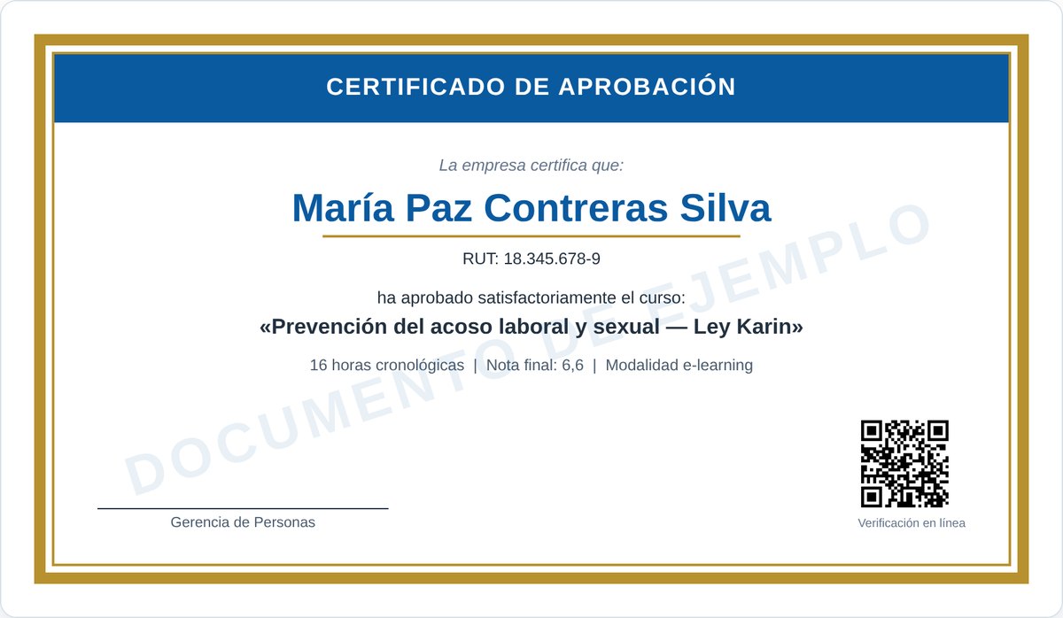 Certificado de aprobación emitido por la plataforma